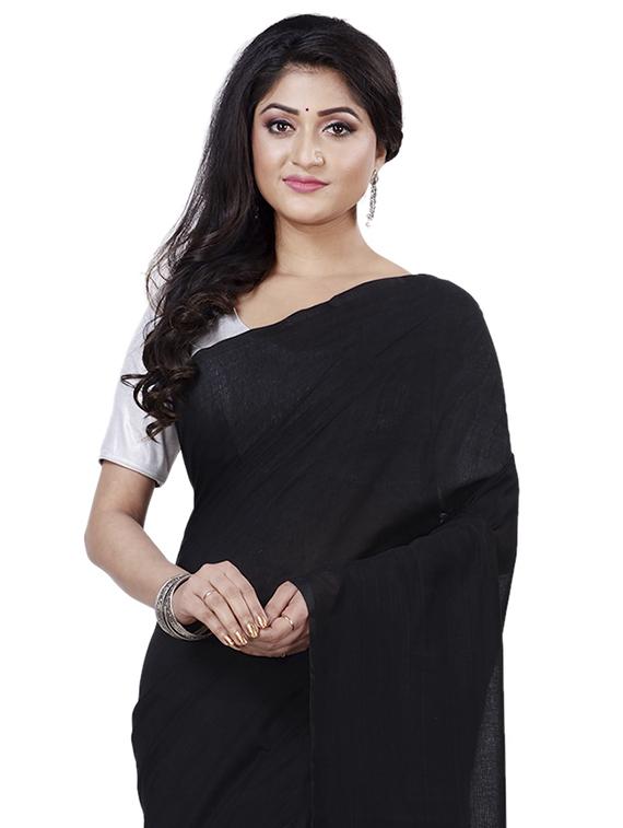 women's color block black colored saree - 19329308 - Standard Image - 2