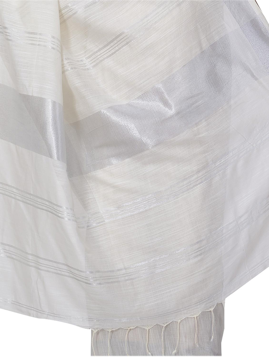 women's solid white colored saree - 19329323 - Standard Image - 2