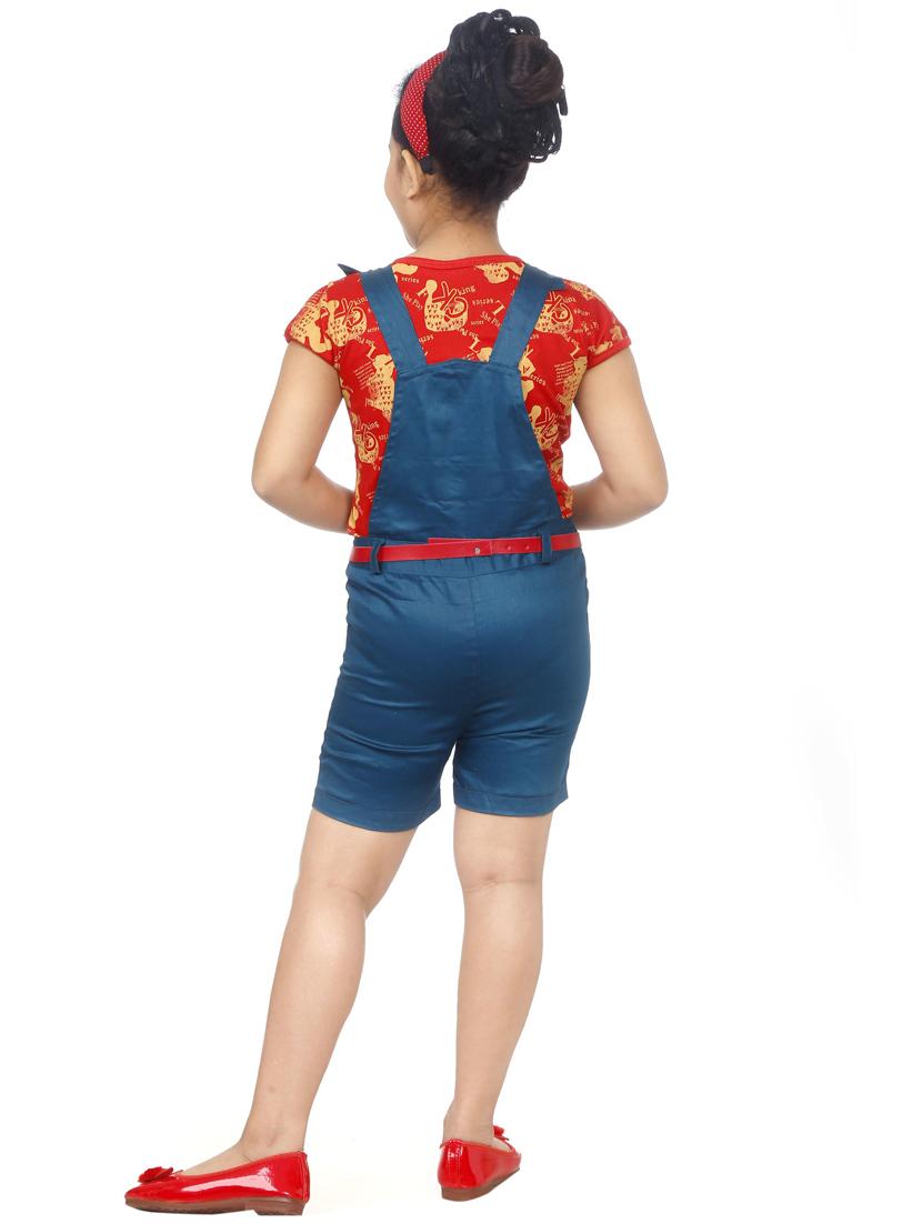 girls printed dungaree - 19330213 - Standard Image - 2