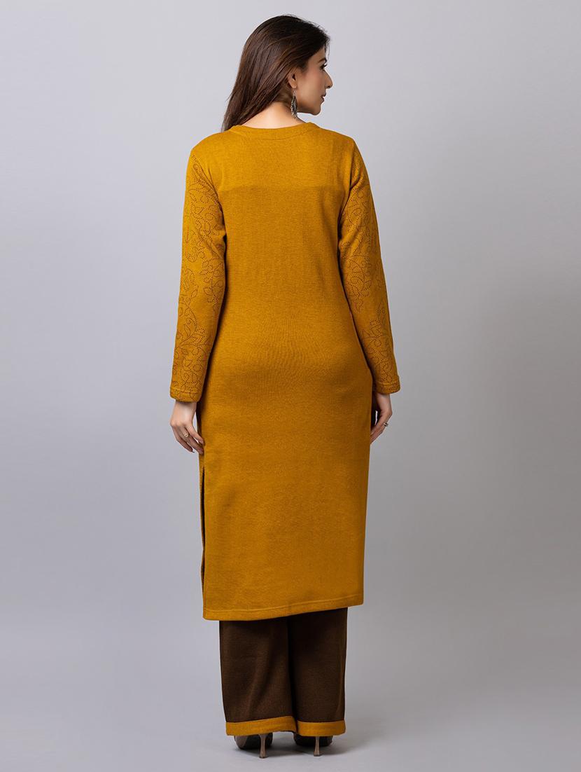 self design wool straight kurta - 19330435 - Standard Image - 2