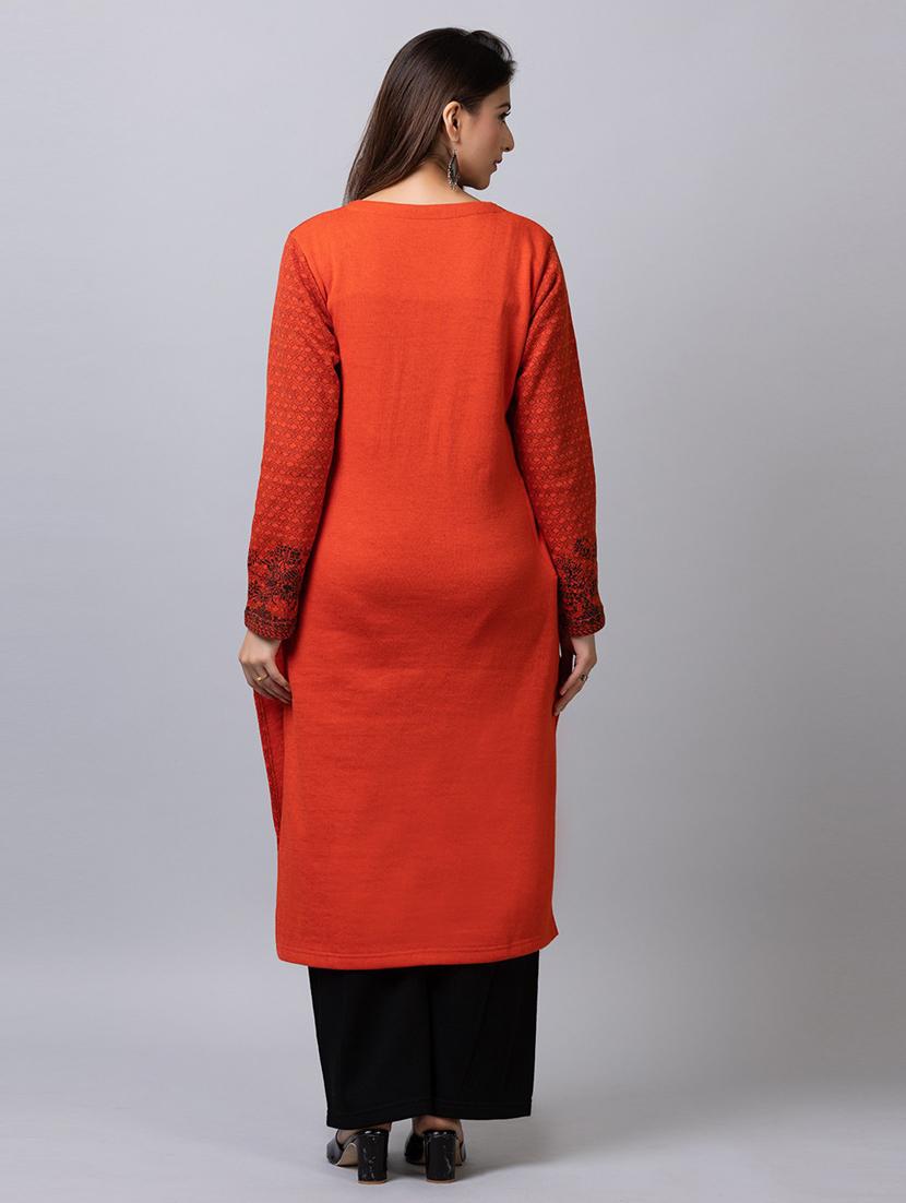 self design wool straight kurta - 19330436 - Standard Image - 2
