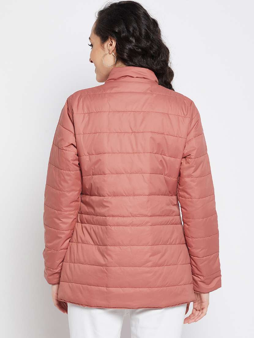 women solid long sleeve quilted jacket  - 19330500 -  Standard Image - 2