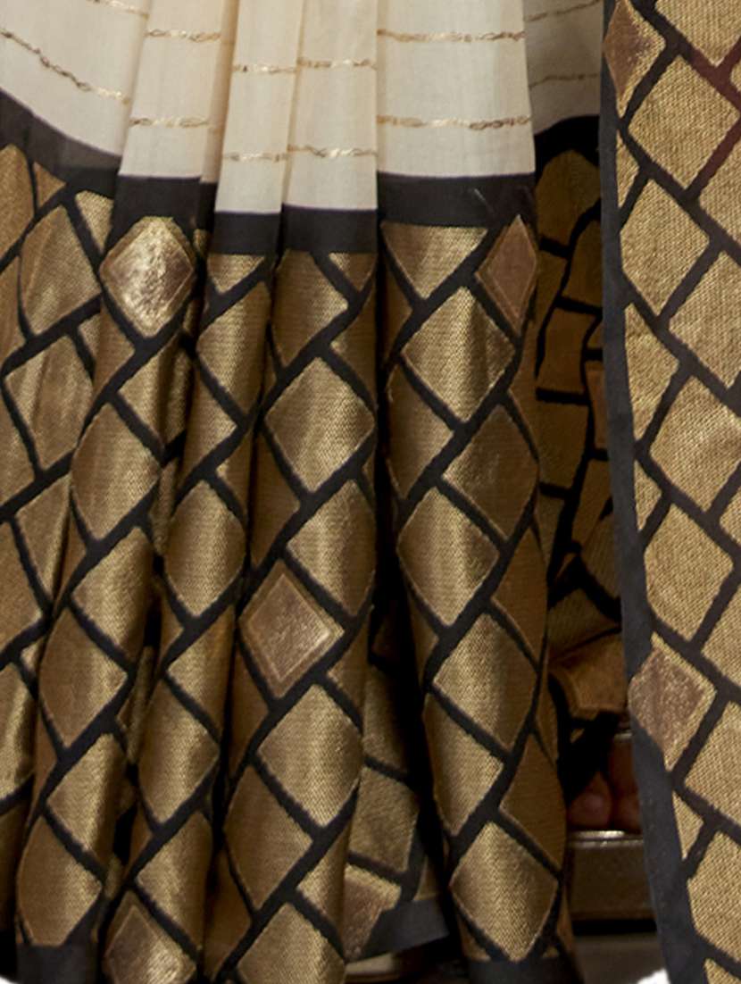beige stripes saree - 19333503 - Standard Image - 2