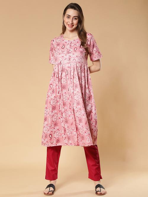 printed rayon anarkali kurta - 19333832 - Standard Image - 0