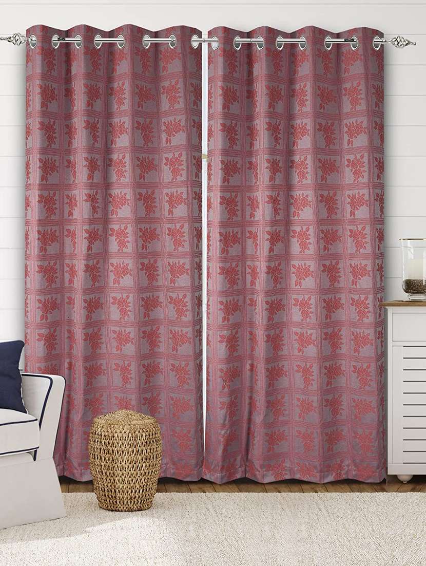 saral home rust cotton yarn 100% blackout set of 2 long door curtains (4x9 feet)