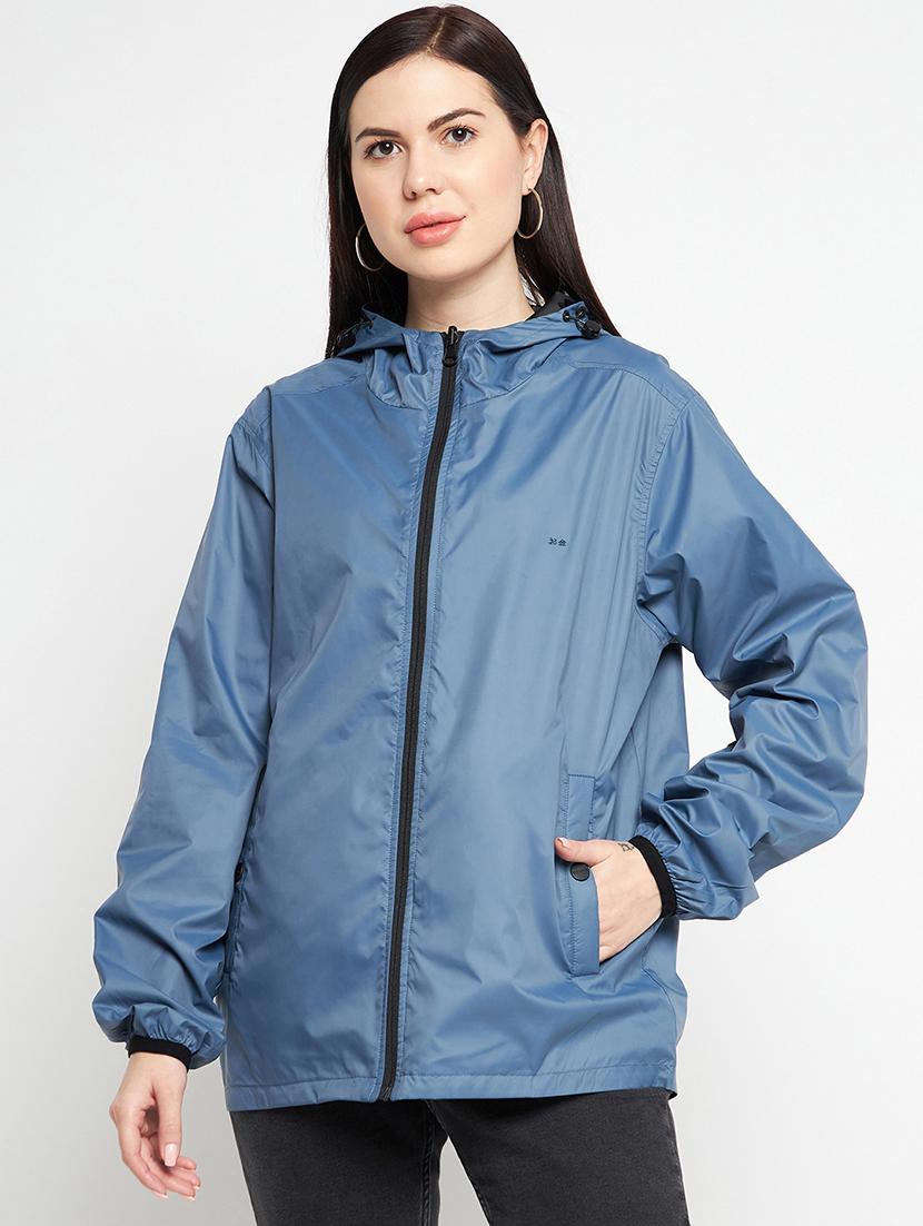 hood neck solid bomber/biker jacket - 19334987 - Standard Image - 2