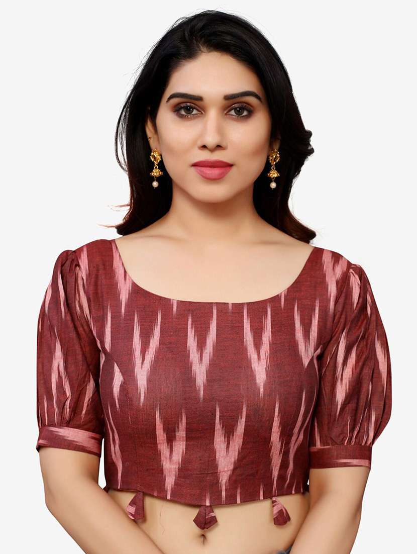 women ikat puff sleeve regular stitched blouse