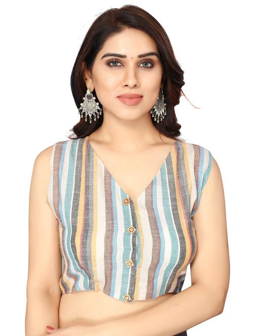 women stripes printed regular stitched blouse - 19335145 - Standard Image - 0