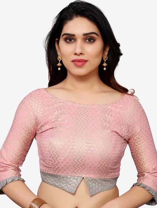women pink self design stitched blouse - 19335153 - Standard Image - 0