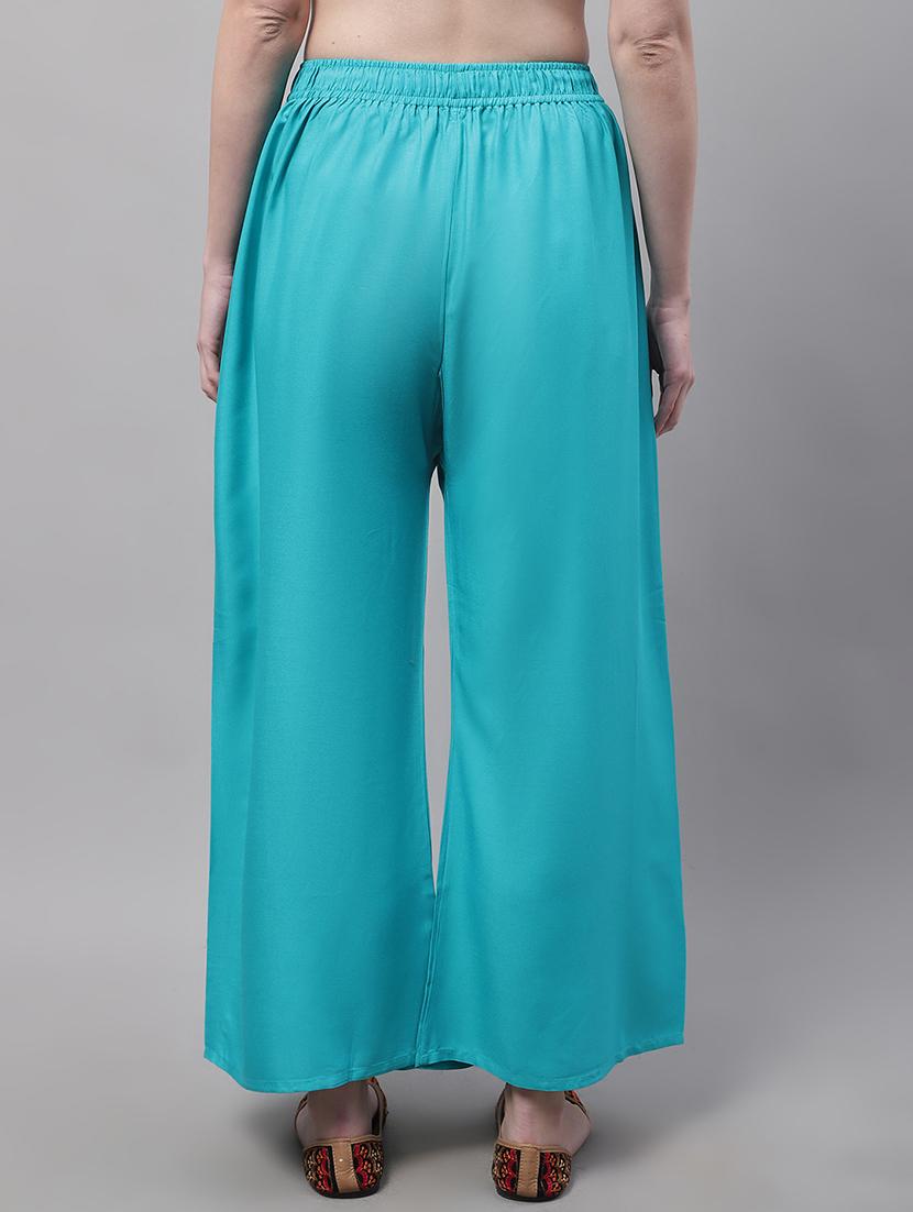 turqouise viscose flared palazzo - 19335387 - Standard Image - 2
