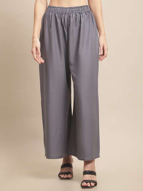 grey viscose cullottes palazzo - 19335389 - Standard Image - 0