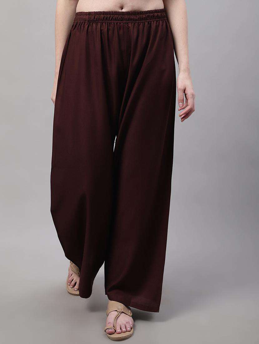 brown viscose flared palazzo