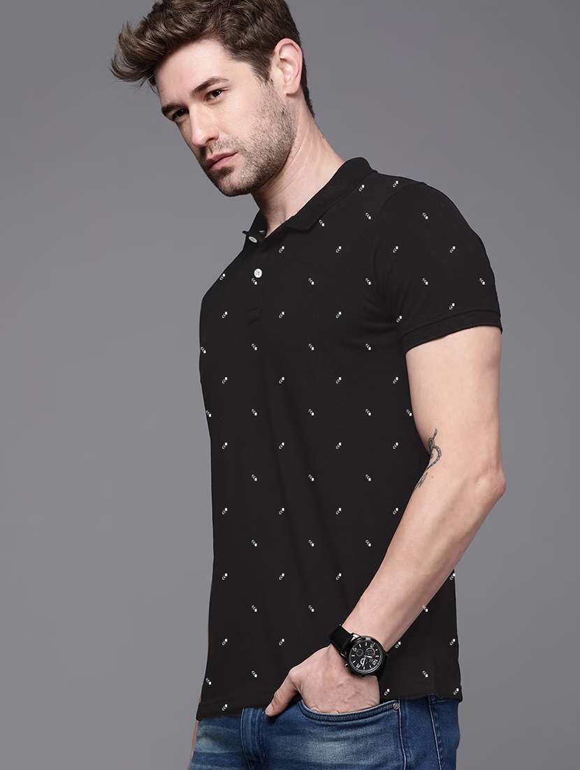 black polo neck t-shirt
