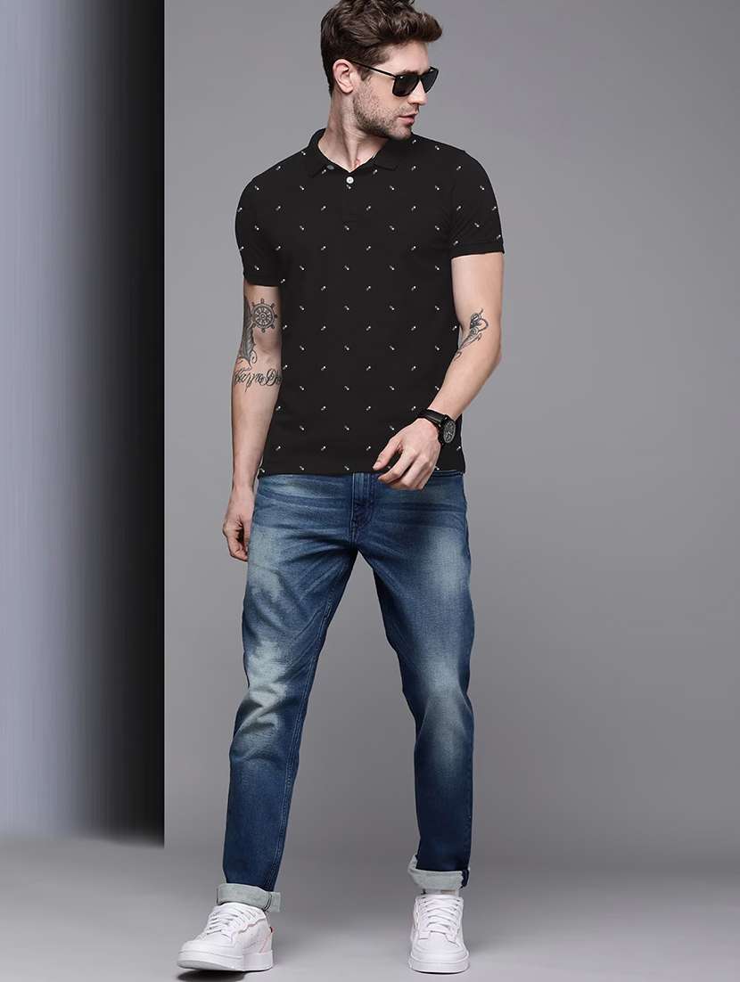 black polo neck t-shirt - 19335396 -  Standard Image - 2