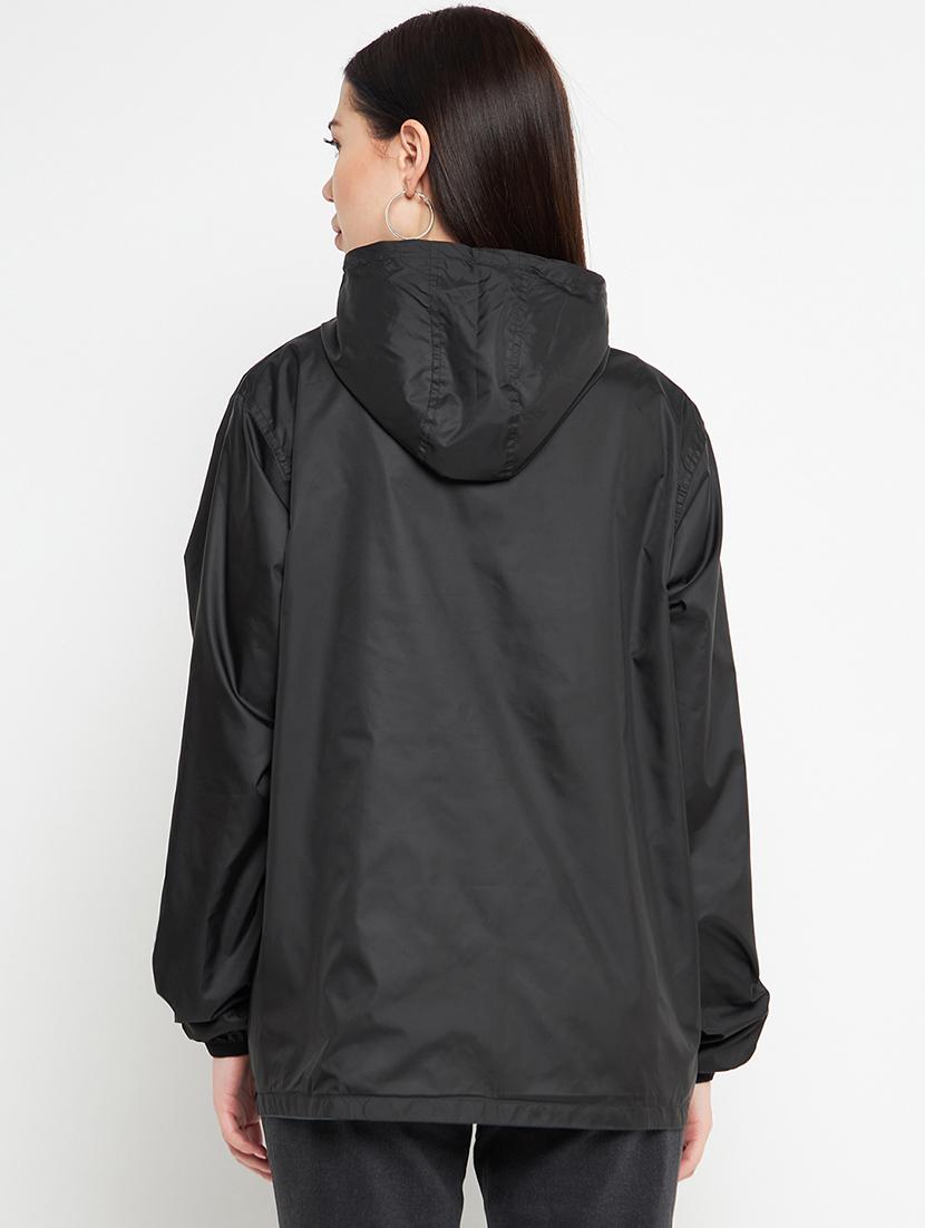hood neck solid bomber/biker jacket - 19335507 - Standard Image - 2