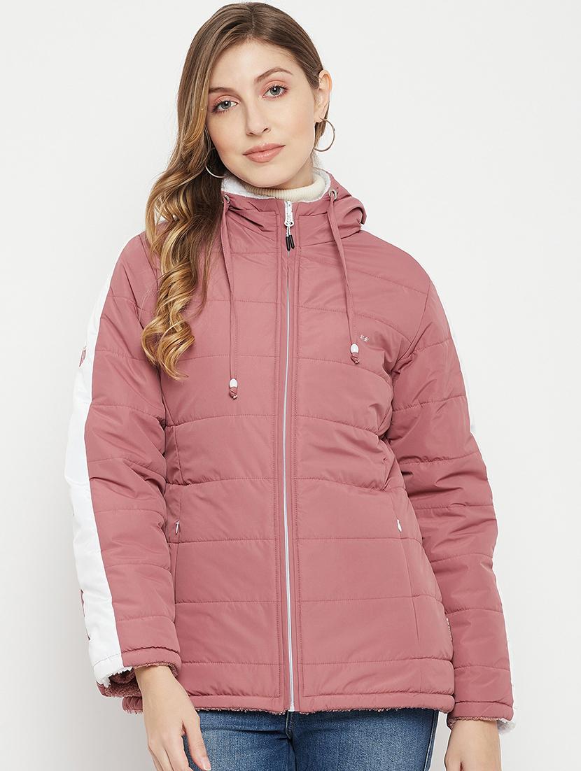hood neck solid bomber/biker jacket - 19335511 - Standard Image - 2