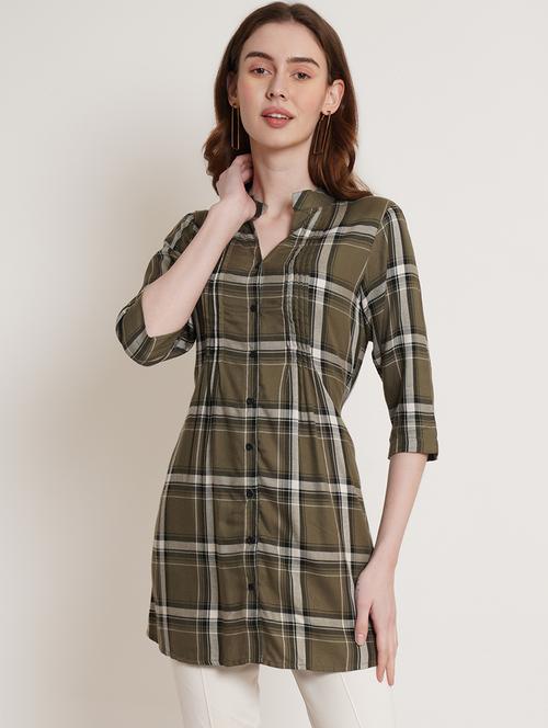 green checkered regular tunic - 19336404 - Standard Image - 0