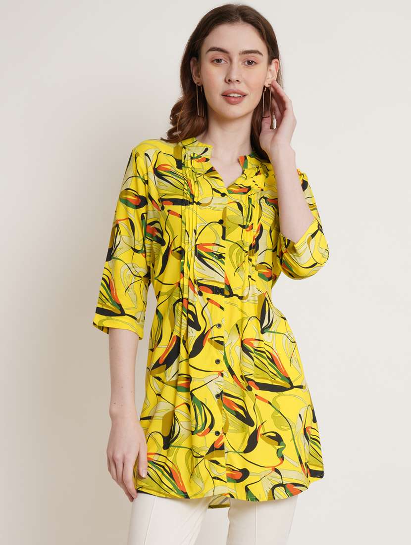 yellow printed regular tunic