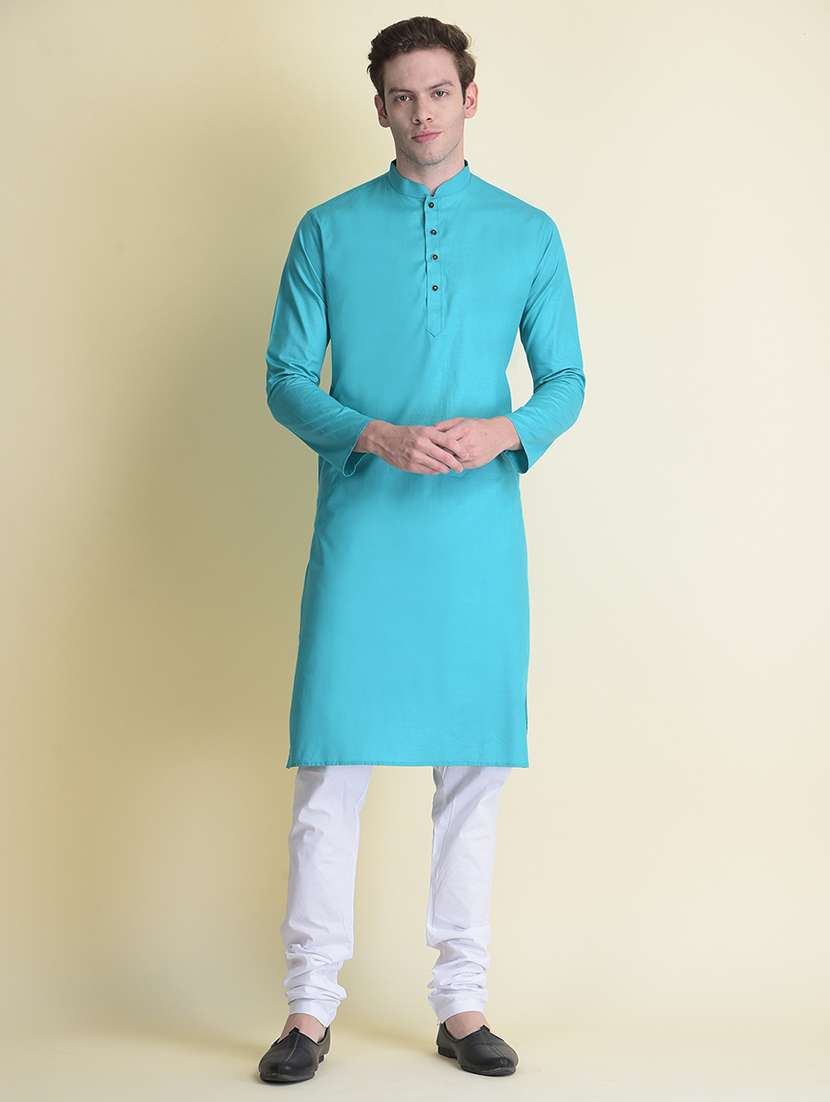 light blue solid long kurta