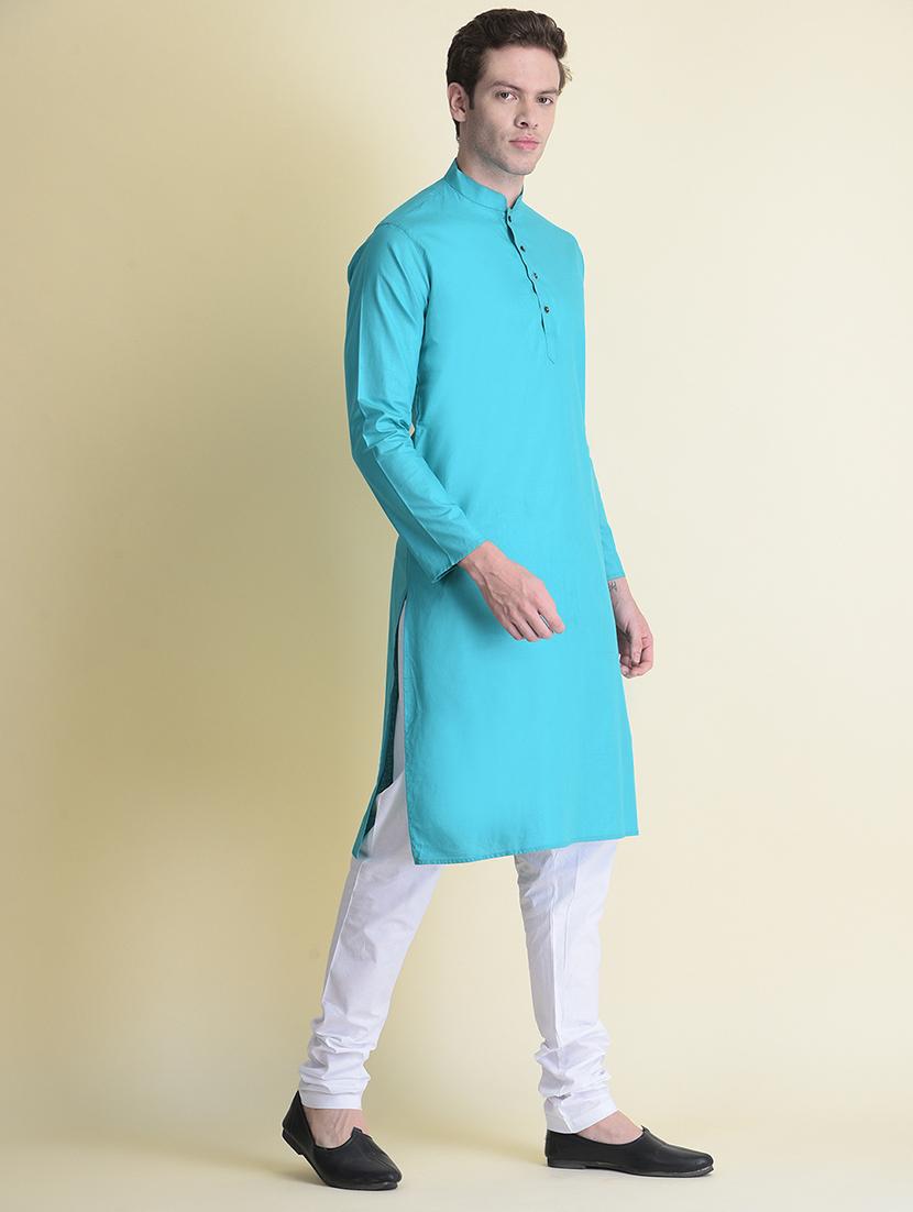 light blue solid long kurta - 19336952 - Standard Image - 2