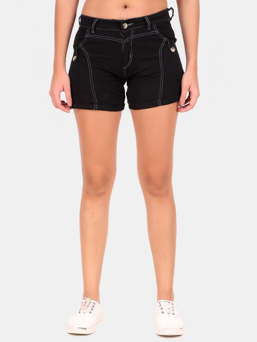 women mid rise denim shorts 