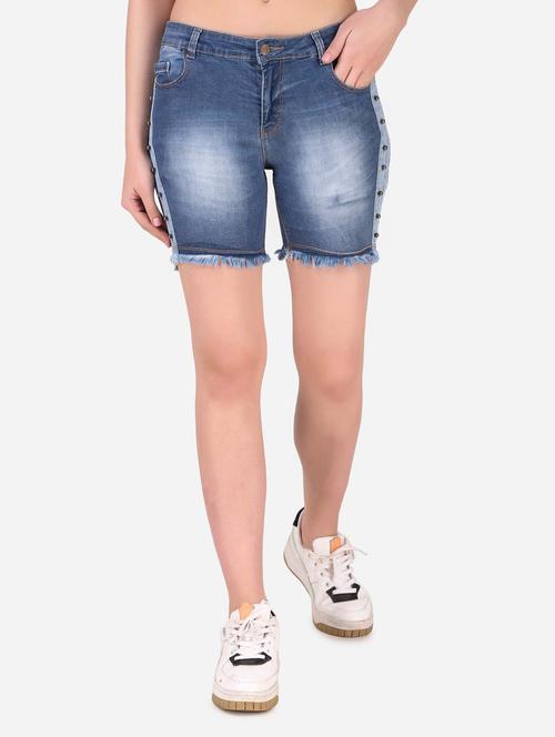 women mid rise denim shorts - 19336971 - Standard Image - 0
