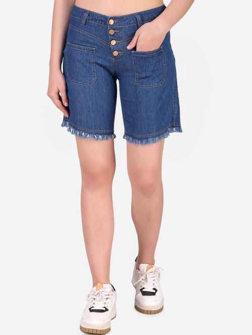 women mid rise denim shorts  - 19336973 -  Standard Image - 0