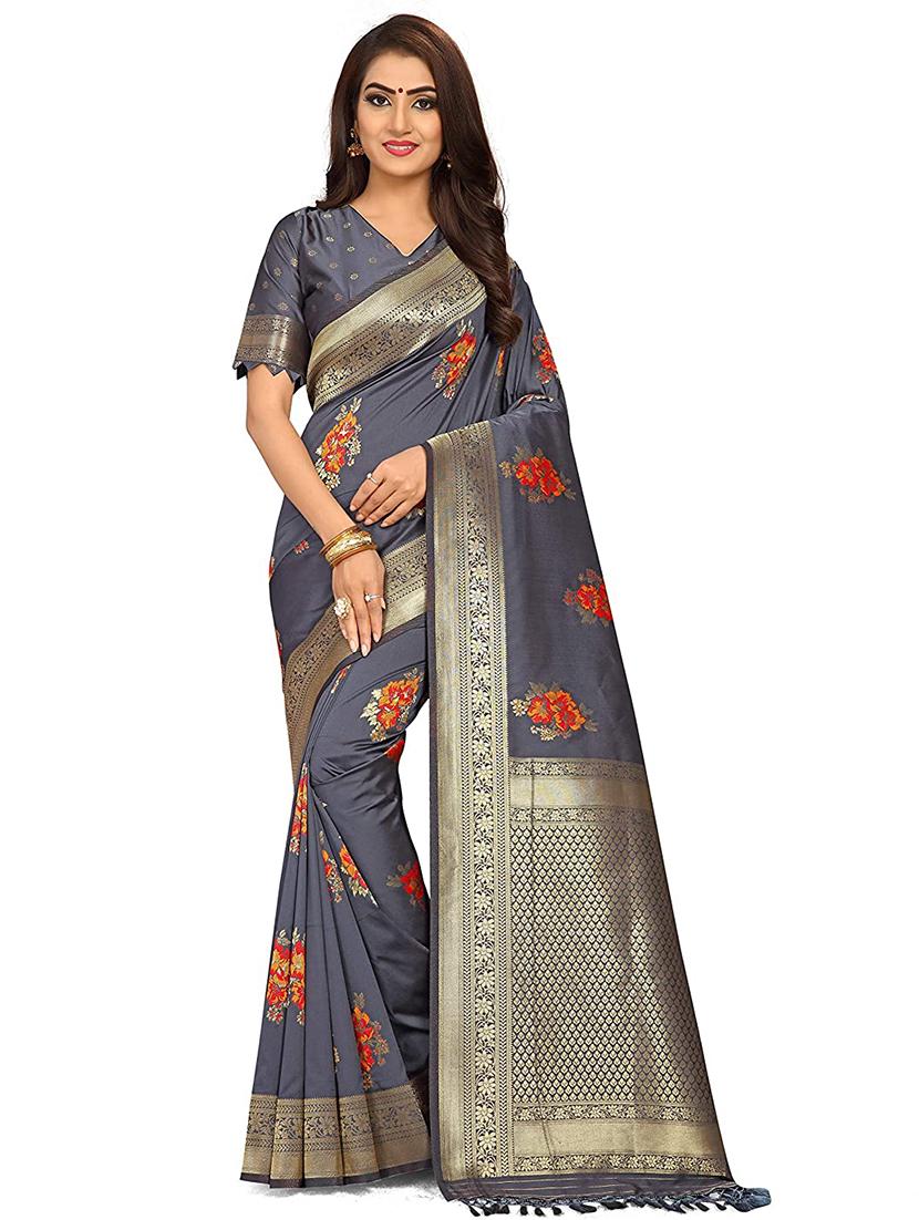 women floral bordered saree with blouse - 19337202 - Zoom Image - 0