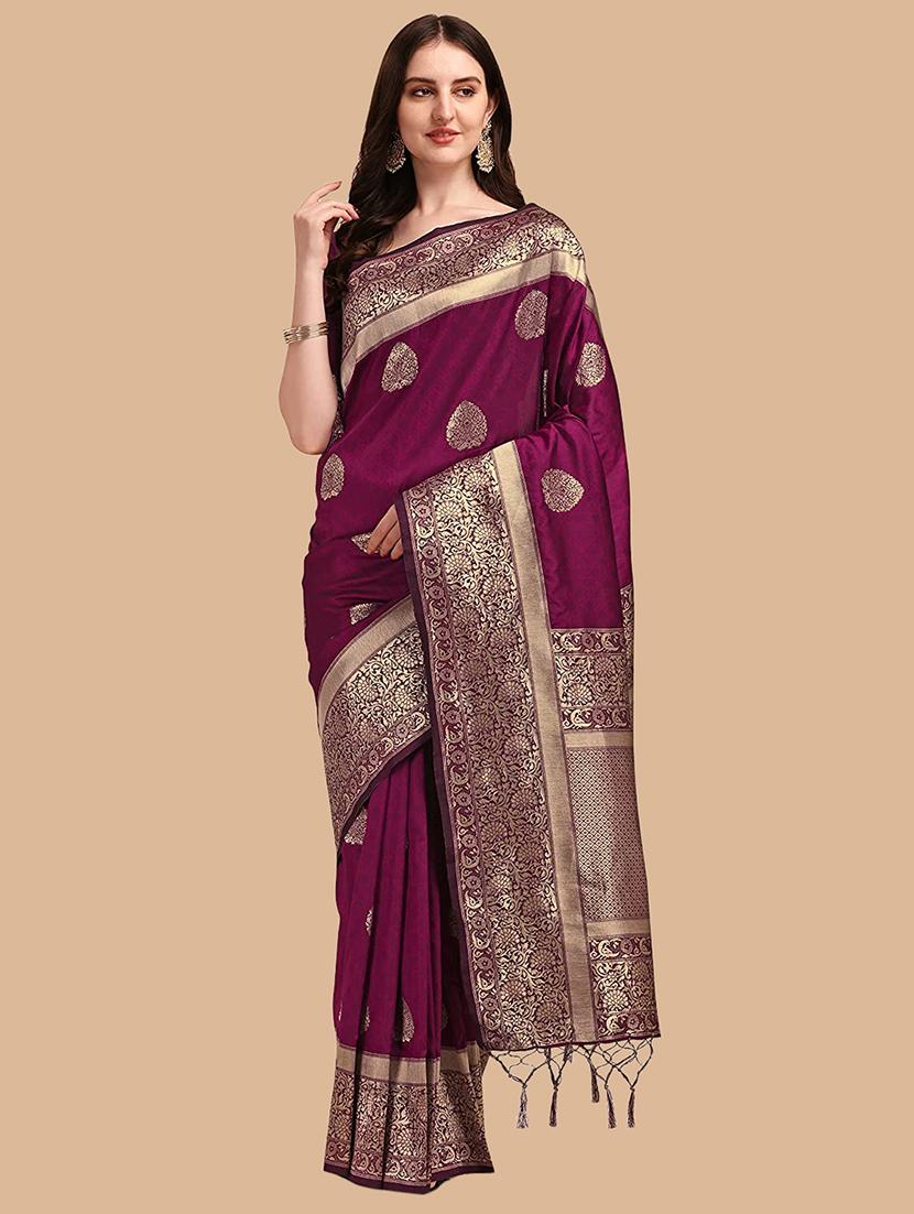 women's self design magenta colored saree with blouse - 19337220 -  Zoom Image - 0
