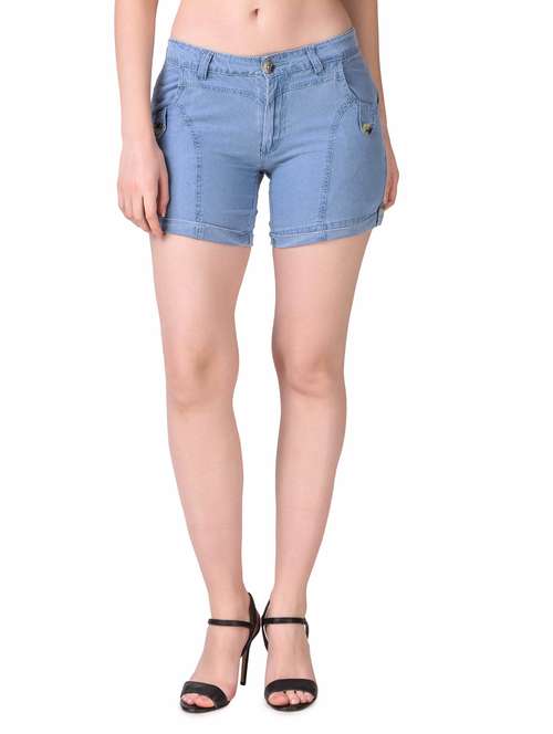 women mid rise denim shorts - 19338584 - Standard Image - 0