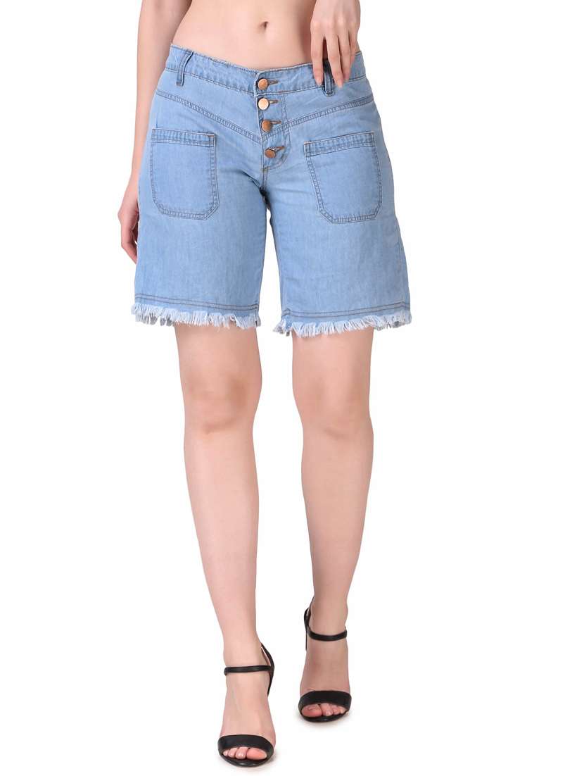 women mid rise denim shorts - 19338585 - Zoom Image - 0