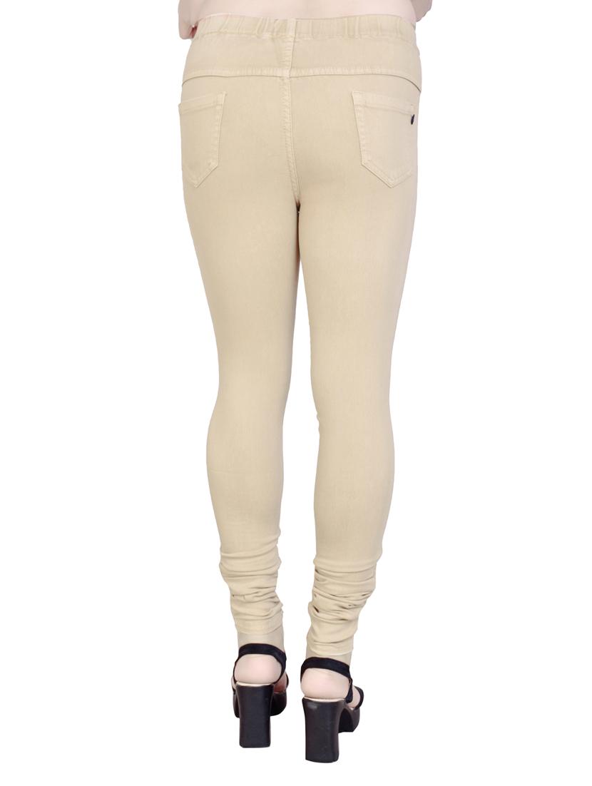 beige cotton blend jeggings - 19338646 - Standard Image - 2