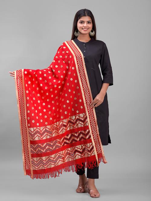 red silk dupatta - 19341937 -  Standard Image - 0