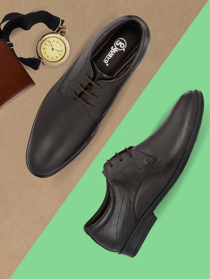 brown leather laceup derbies - 19343033 - Zoom Image - 0