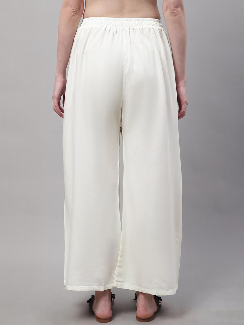 offwhite viscose flared palazzo - 19343055 - Standard Image - 2
