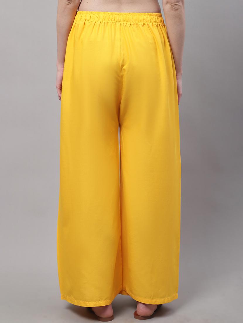 yellow viscose flared palazzo - 19343059 - Standard Image - 2