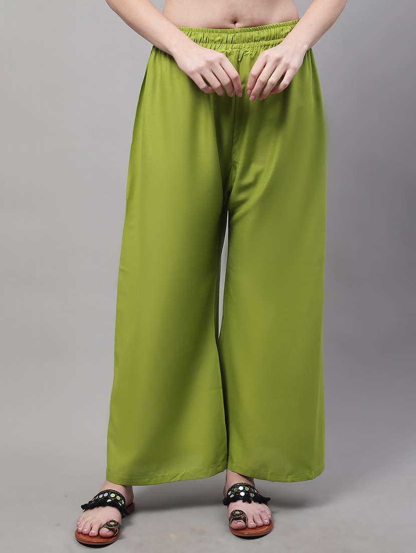green viscose cullottes palazzo