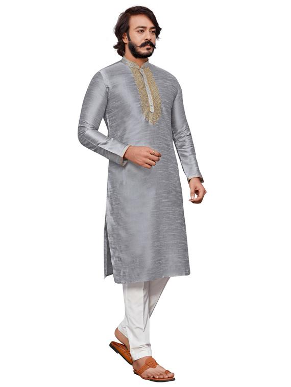 solids cotton kurta pyjama set - 19345595 - Standard Image - 2