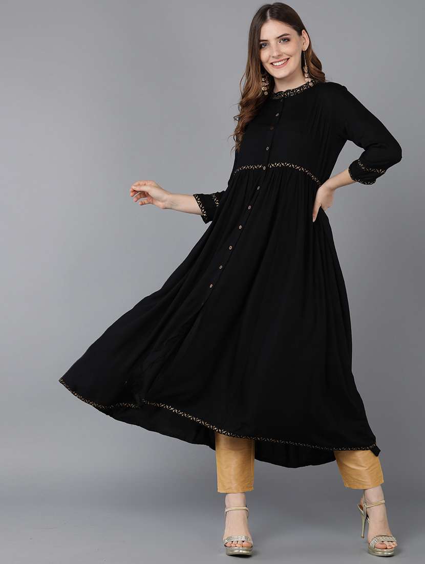 mandarin neck printed anarkali kurta