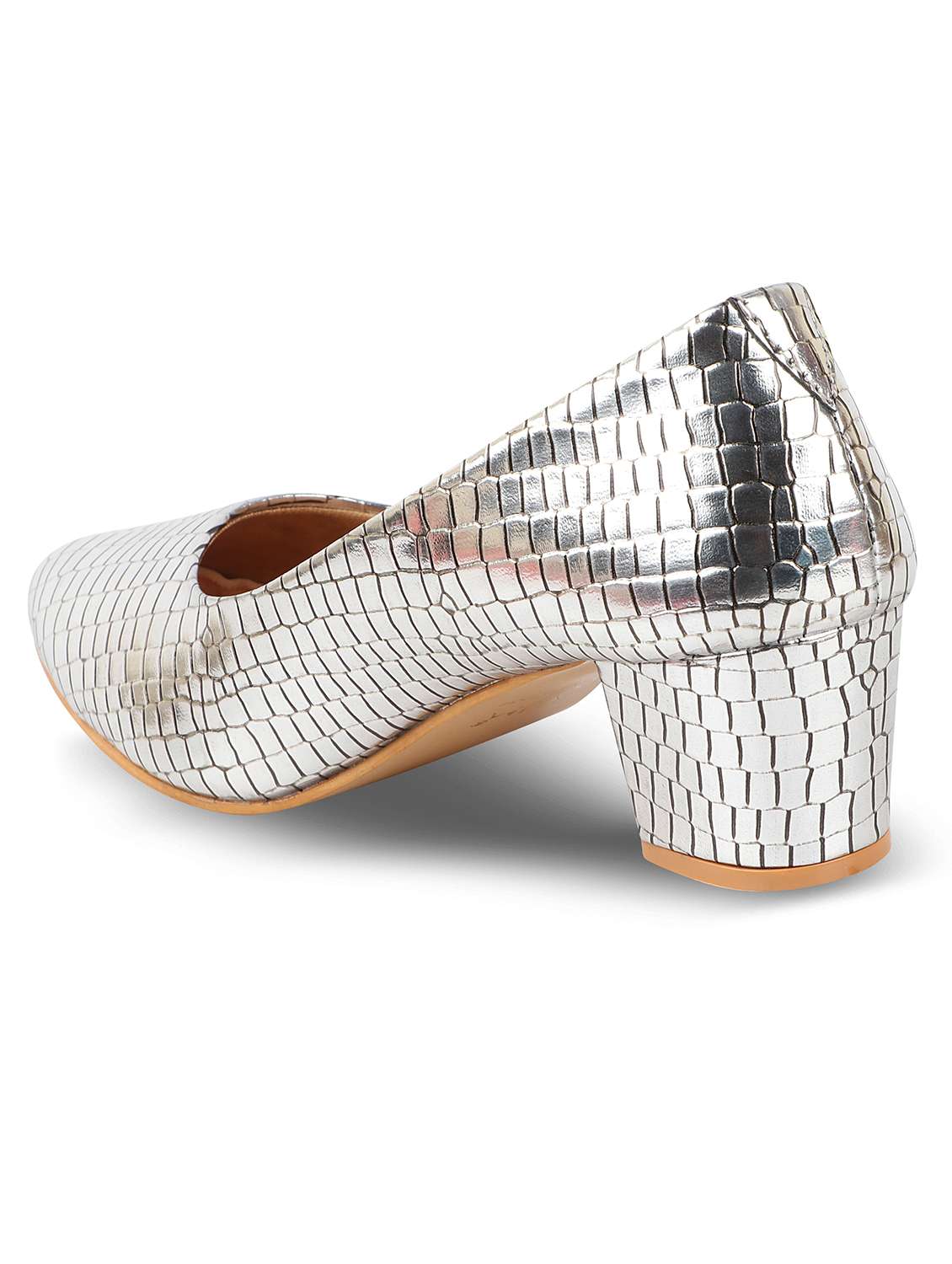 silver synthetic slip on pumps - 19349171 -  Standard Image - 2