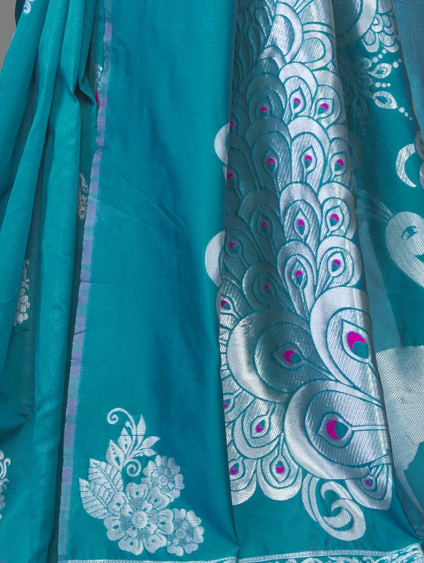 contrast border woven saree with blouse - 19349324 - Standard Image - 2