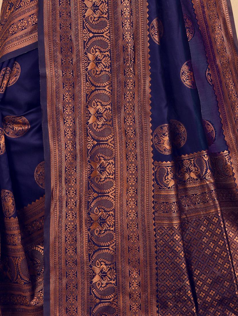 contrast border woven saree with blouse - 19349332 - Standard Image - 2