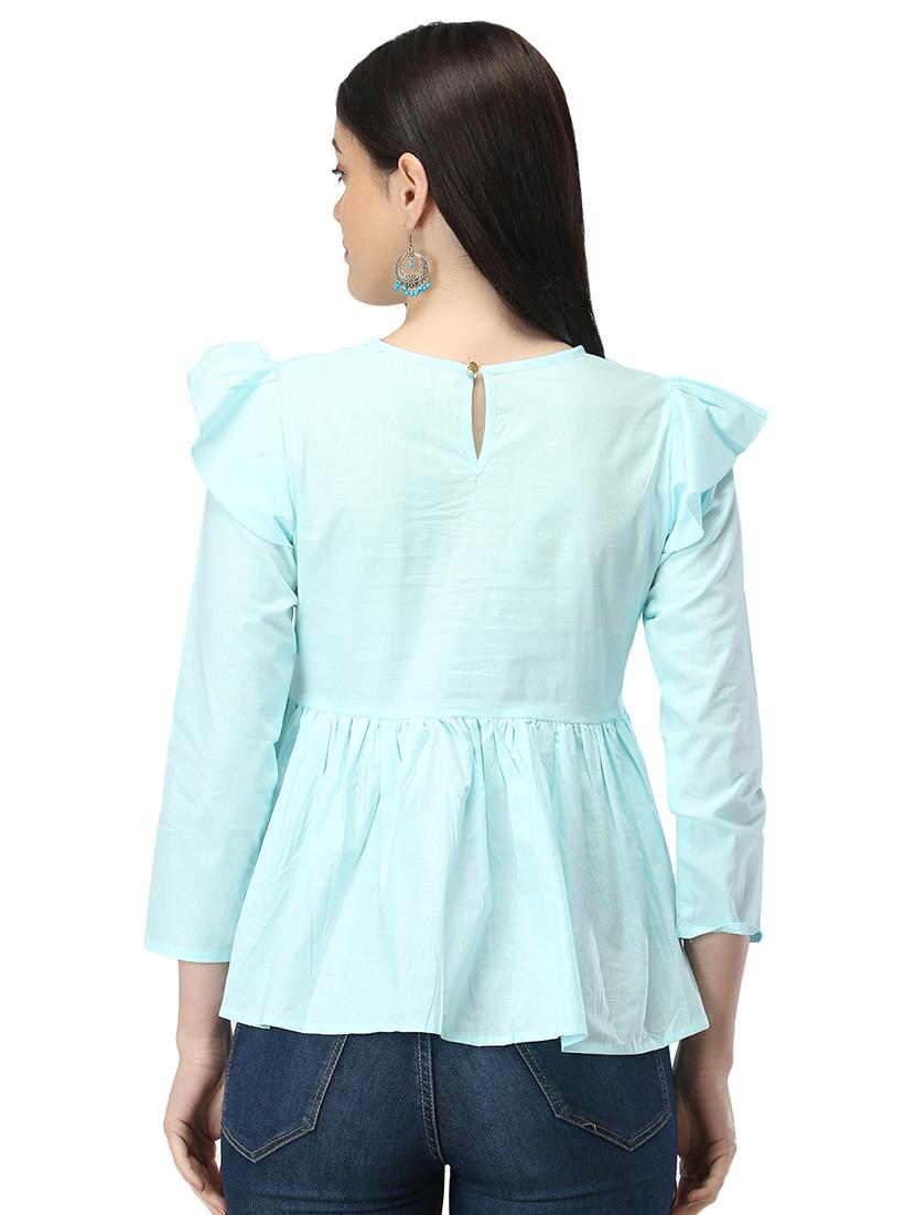 blue cotton regular top - 19349377 - Standard Image - 2