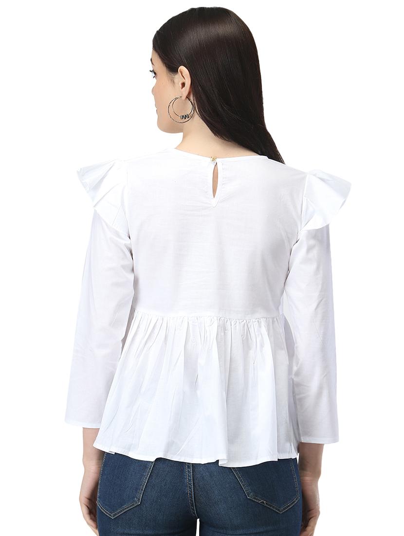 white cotton regular top - 19349378 - Standard Image - 2