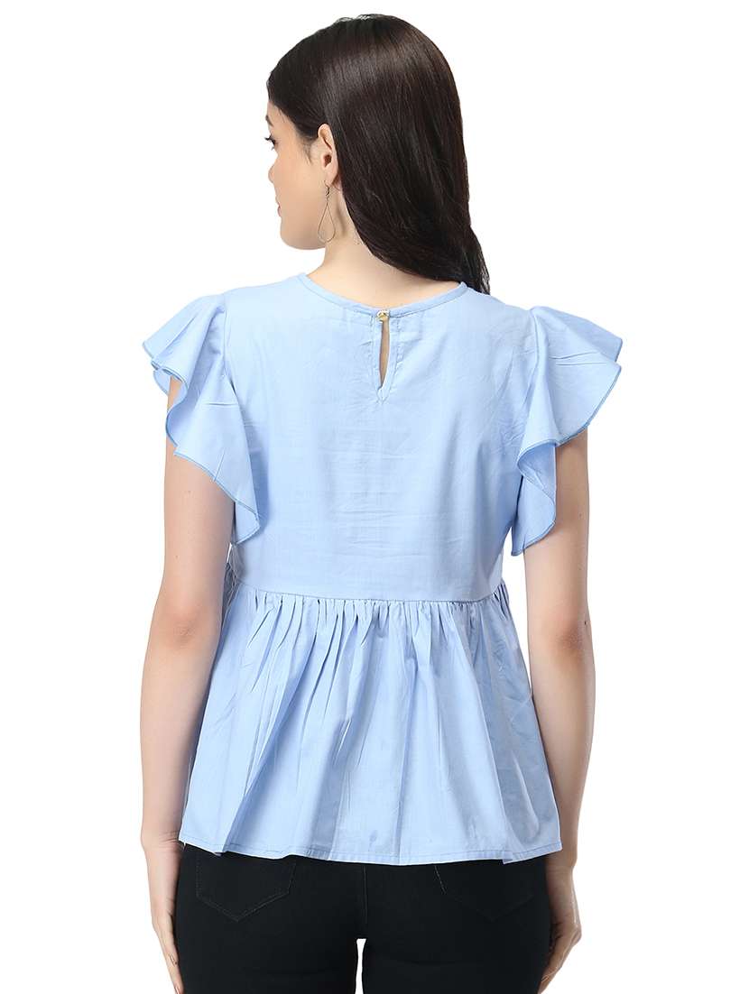 blue cotton peplum top - 19349386 -  Standard Image - 2