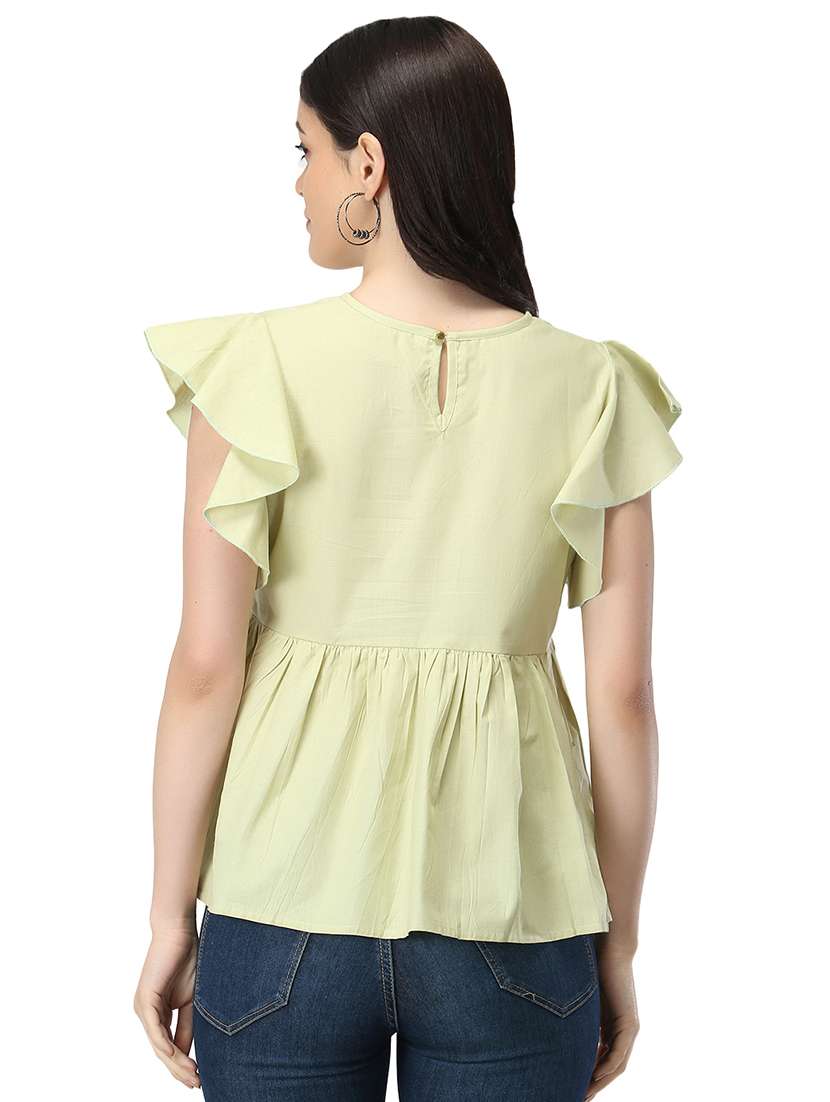 yellow cotton peplum top - 19349387 -  Standard Image - 2