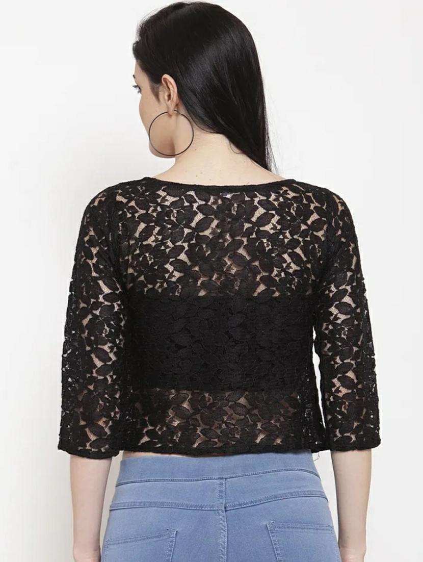 black net crop top - 19349396 - Standard Image - 2