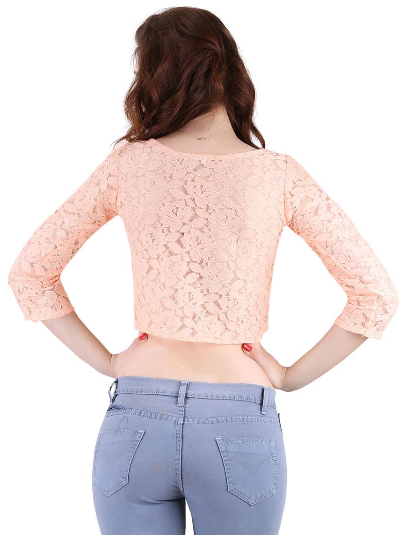pink net crop top - 19349398 - Standard Image - 2