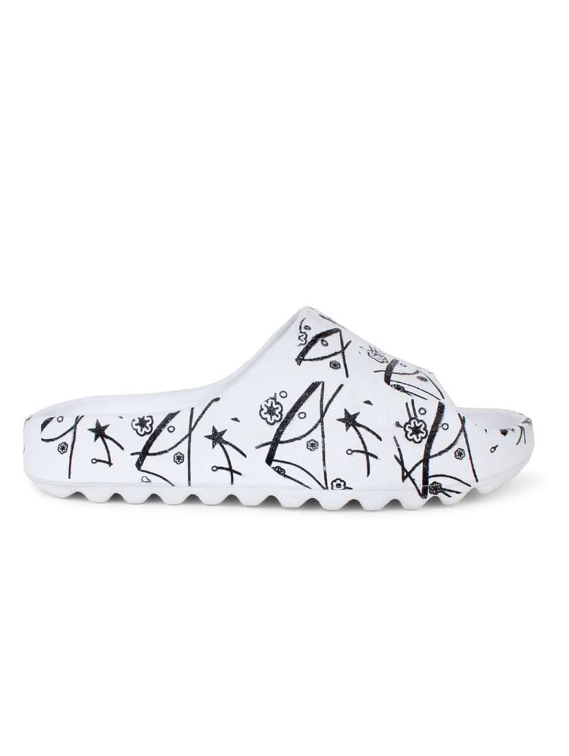 white rubber slip on flip flops - 19349421 - Standard Image - 2