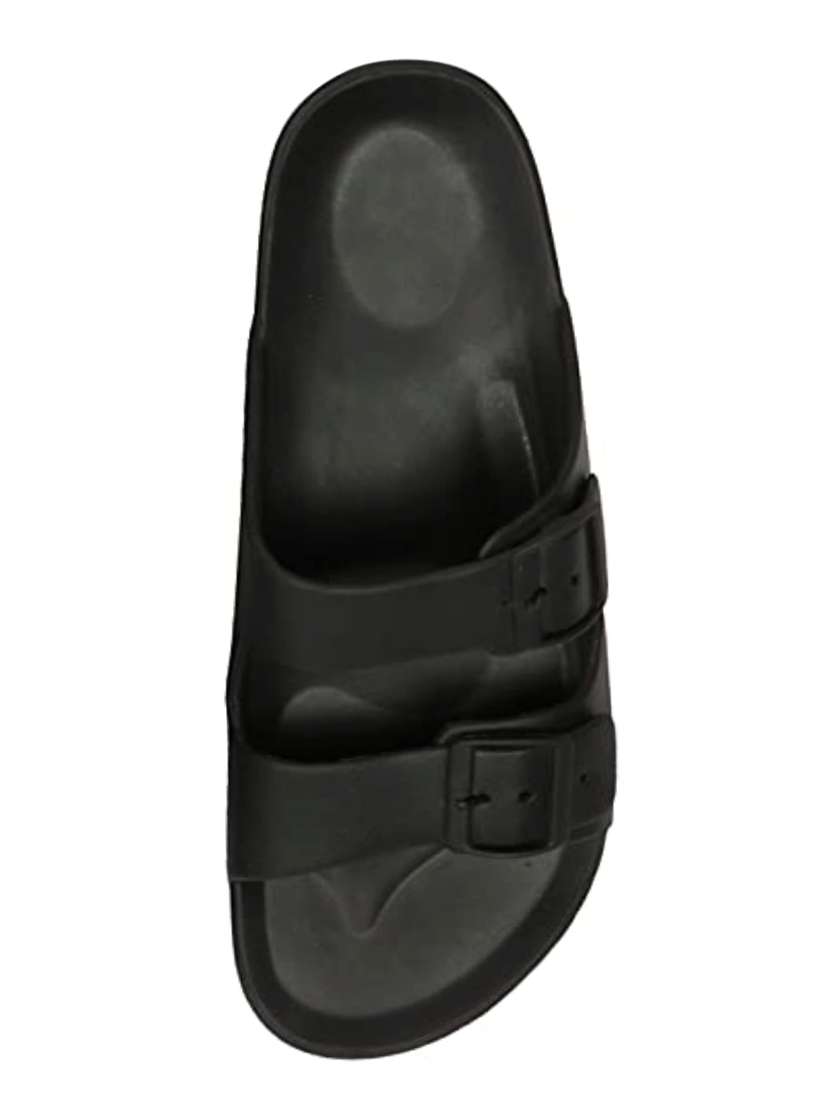 black rubber slip on flip flops - 19349430 - Standard Image - 2